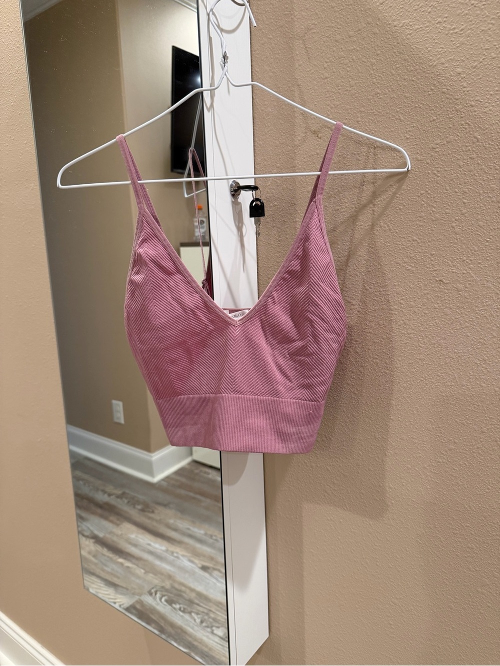 Bozzolo Ribbed V-Neck Bralette in Mauve Pink